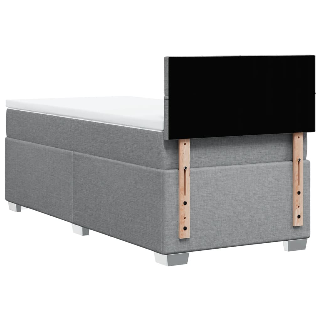 Box spring krevet s madracem svjetlosivi 90x190 cm od tkanine
