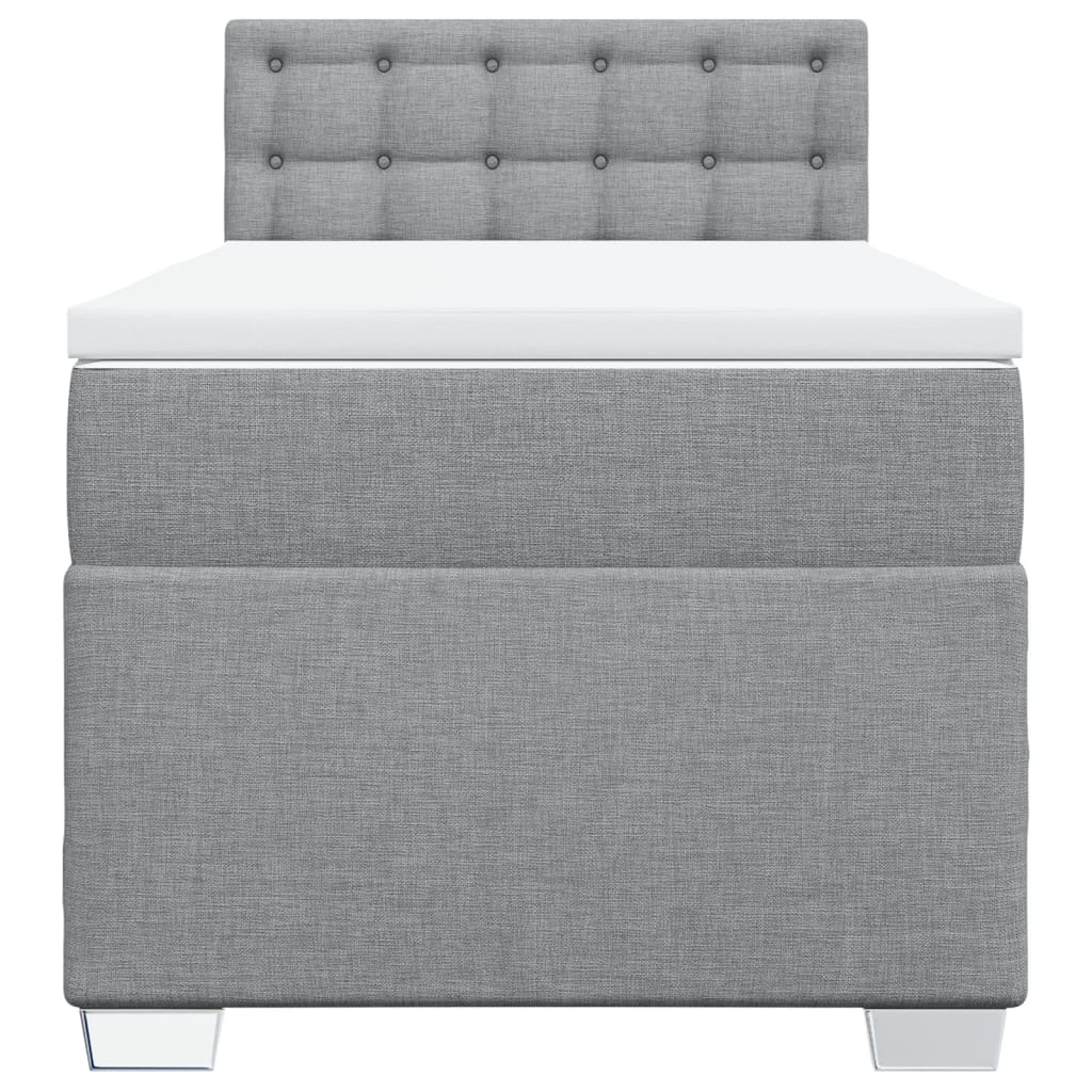 Box spring krevet s madracem svjetlosivi 90x190 cm od tkanine