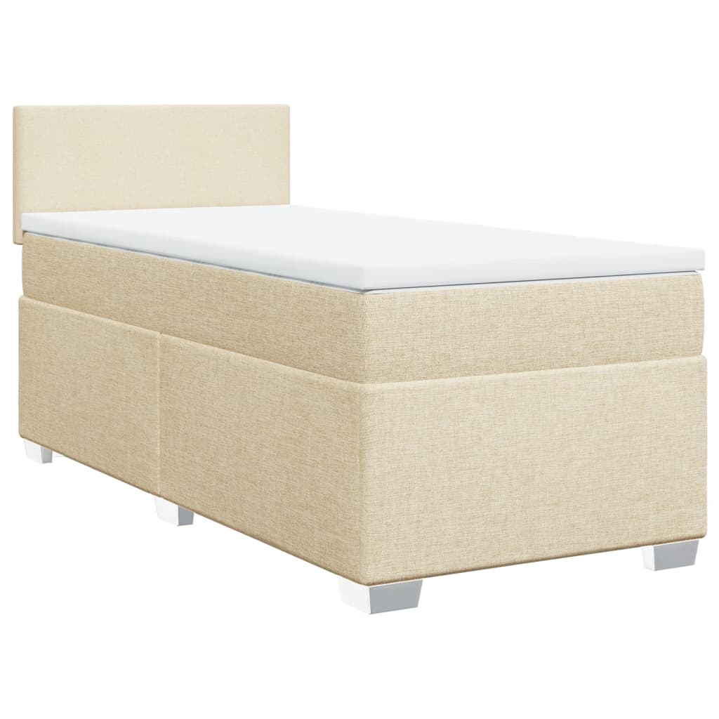 Krevet s oprugama i madracem krem 90 x 200 cm od tkanine