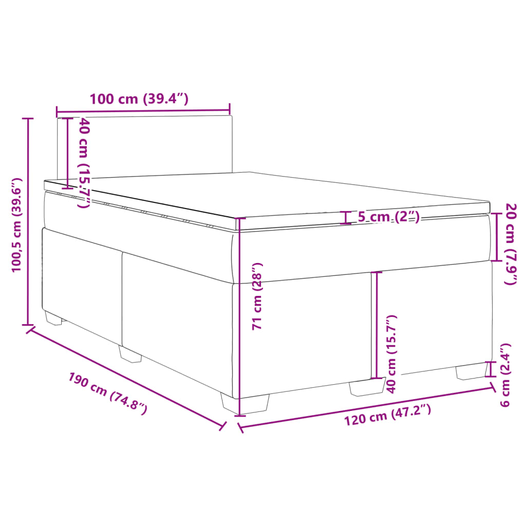 Krevet s oprugama i madracem plavi 120 x 190 cm od tkanine