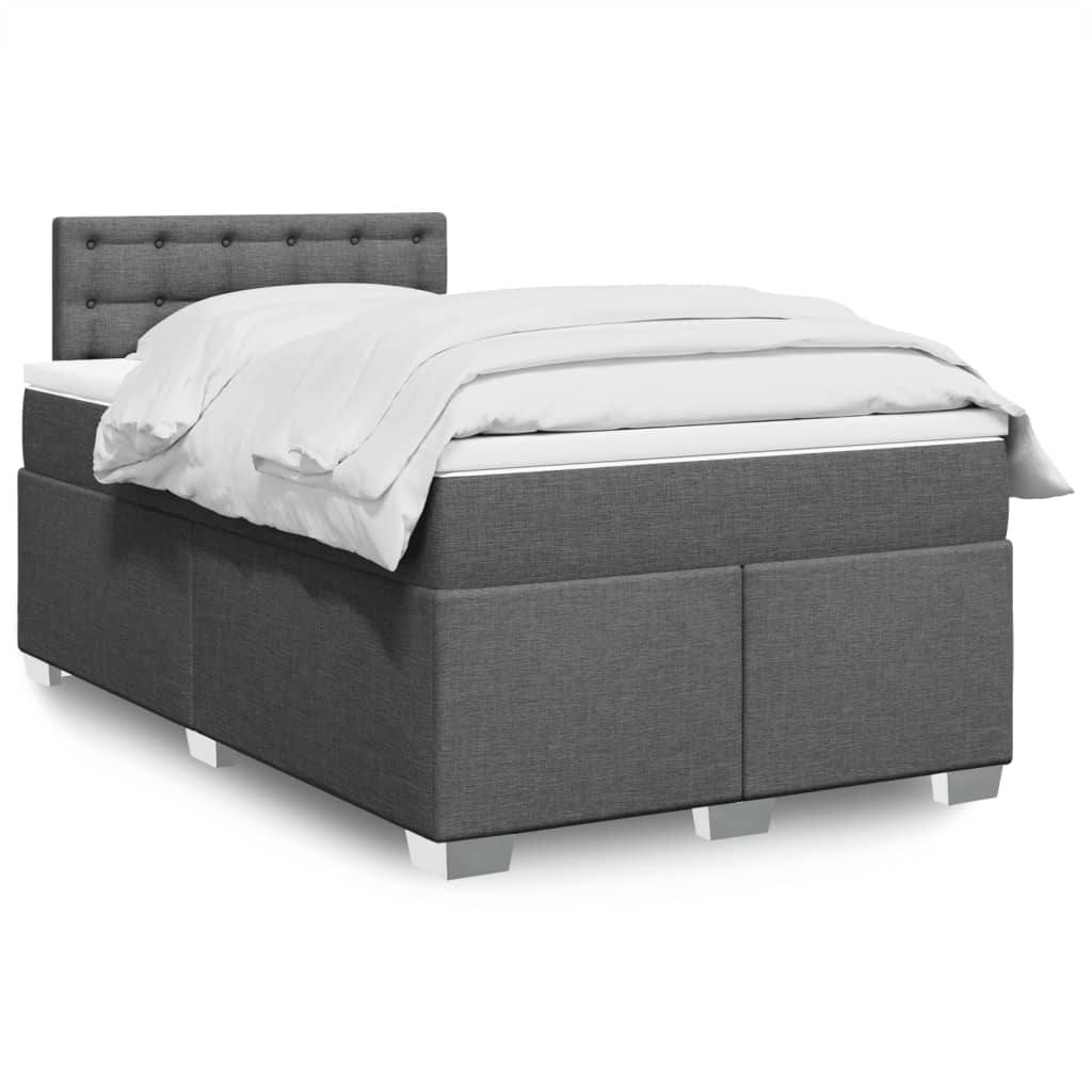 Krevet box spring s madracem tamnosivi 120 x 190 cm tkanina