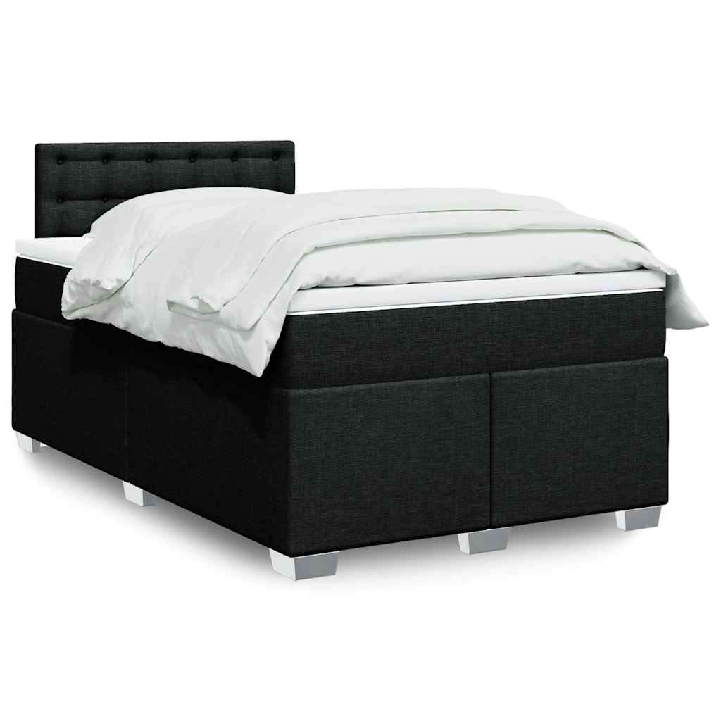 Krevet box spring s madracem crni 120 x 190 cm od tkanine