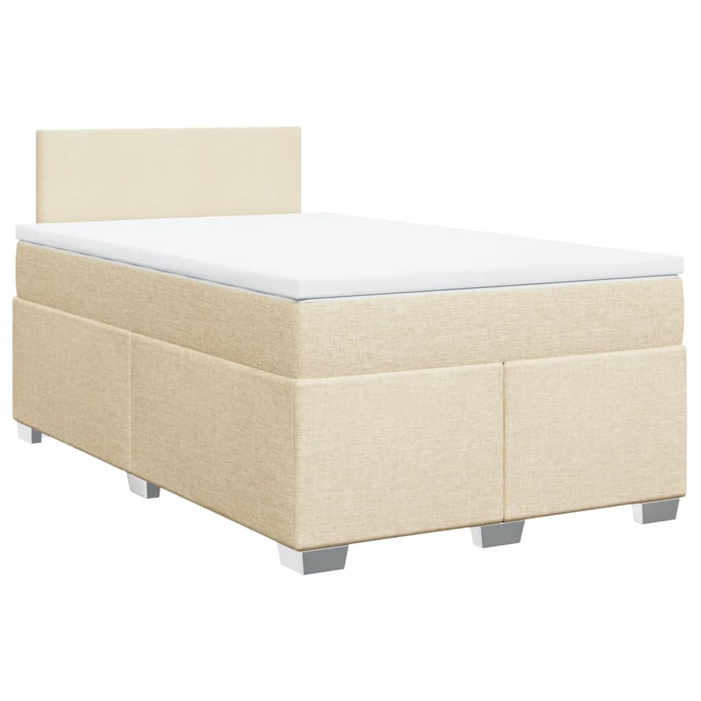 Krevet s oprugama i madracem krem 120 x 200 cm od tkanine