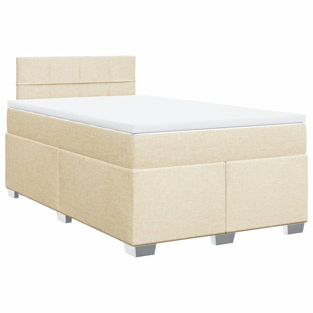 Krevet s oprugama i madracem krem 120 x 200 cm od tkanine