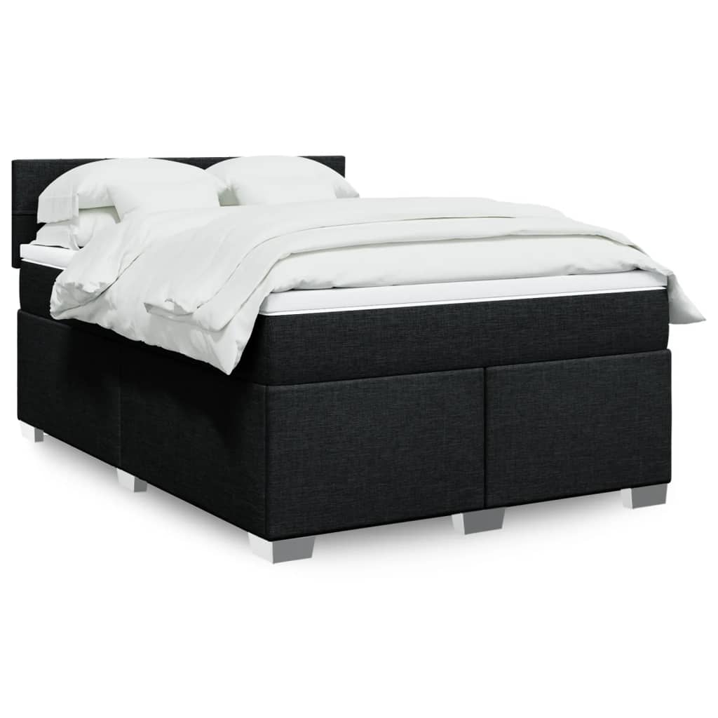 Krevet s oprugama i madracem crni 140 x 190 cm od tkanine