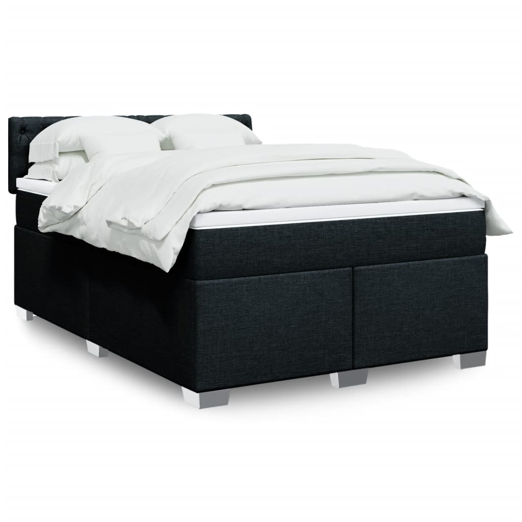 Krevet s oprugama i madracem crni 140 x 190 cm od tkanine