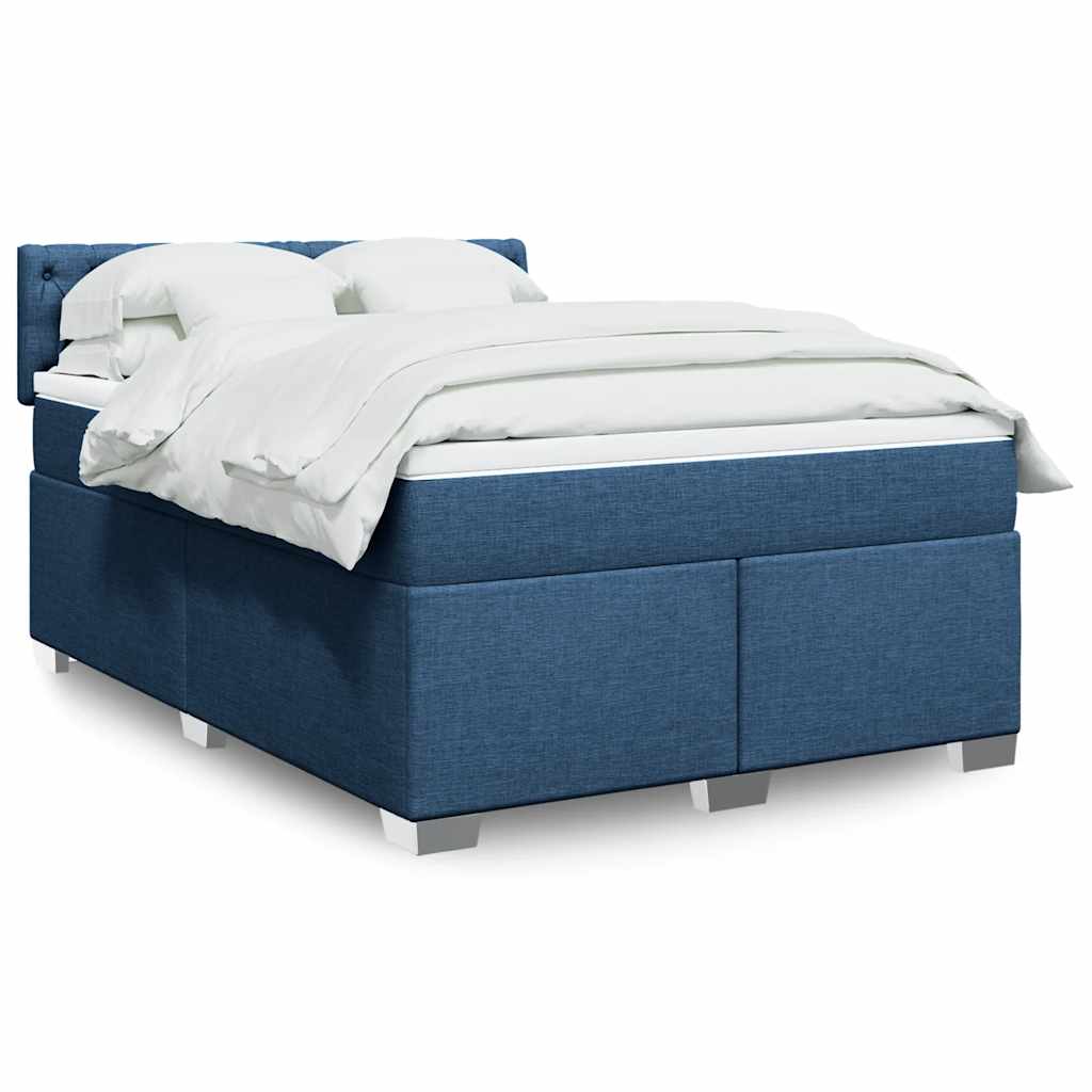 Krevet s oprugama i madracem plavi 140 x 190 cm od tkanine