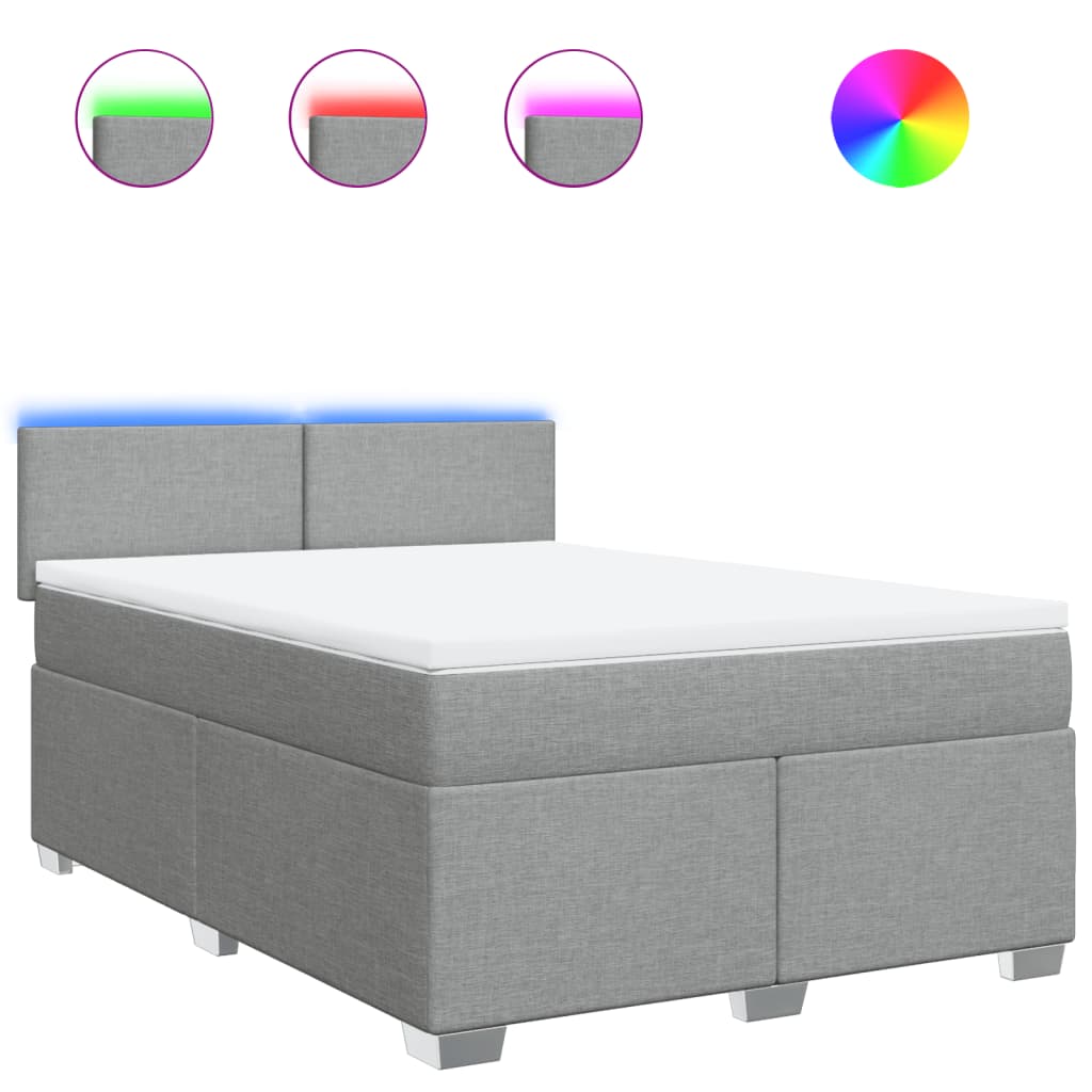 Krevet box spring s madracem svjetlosivi 140x200 cm od tkanine