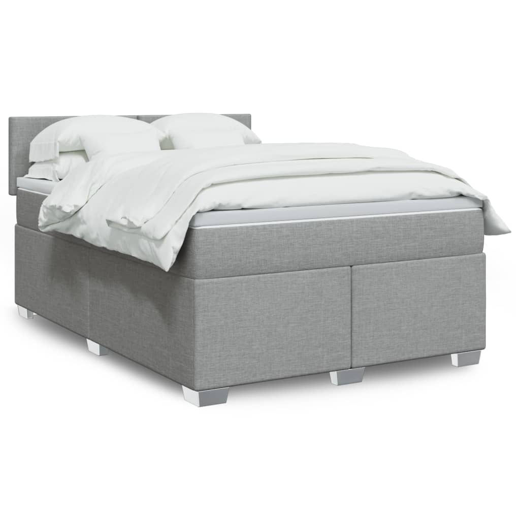 Krevet box spring s madracem svjetlosivi 140x200 cm od tkanine