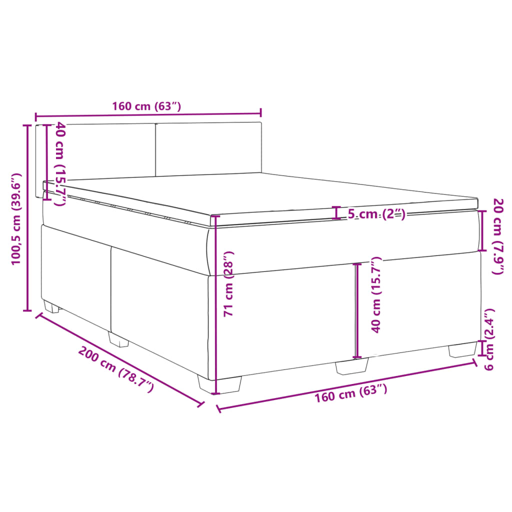 Krevet s oprugama i madracem plavi 160x200 cm od tkanine