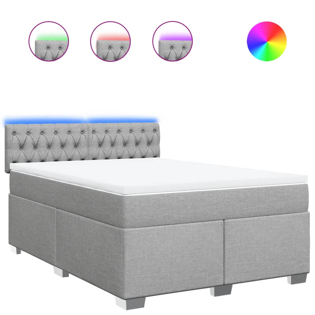 Krevet box spring s madracem svjetlosiva 160x200 cm tkanina
