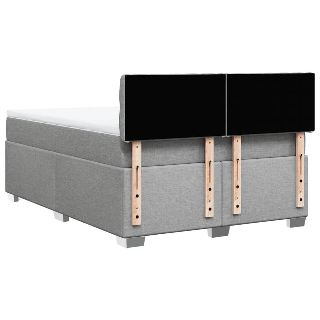 Krevet box spring s madracem svjetlosiva 160x200 cm tkanina