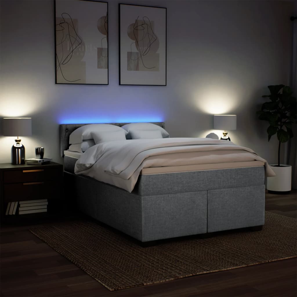 Krevet box spring s madracem svjetlosiva 160x200 cm tkanina