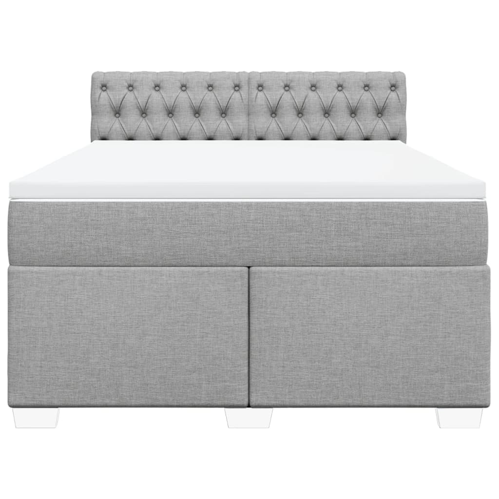 Krevet box spring s madracem svjetlosiva 160x200 cm tkanina