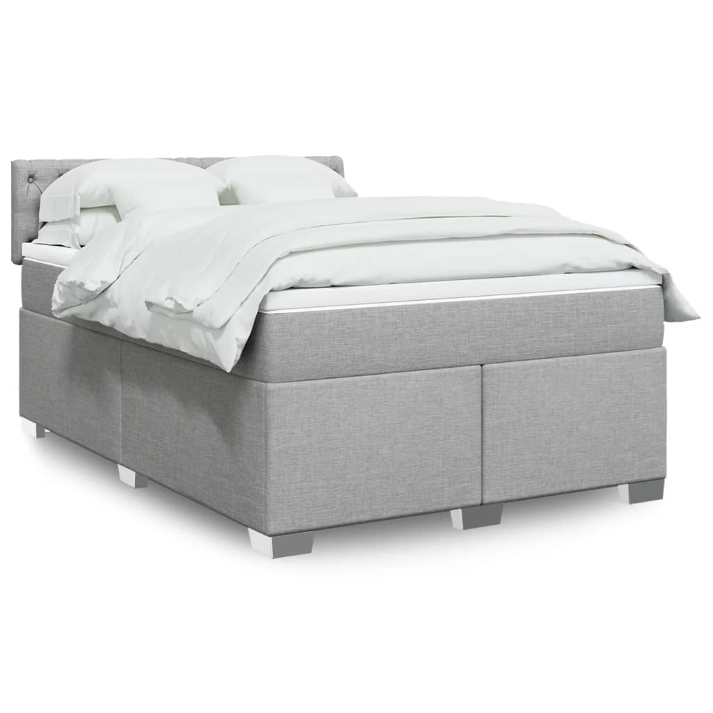 Krevet box spring s madracem svjetlosiva 160x200 cm tkanina