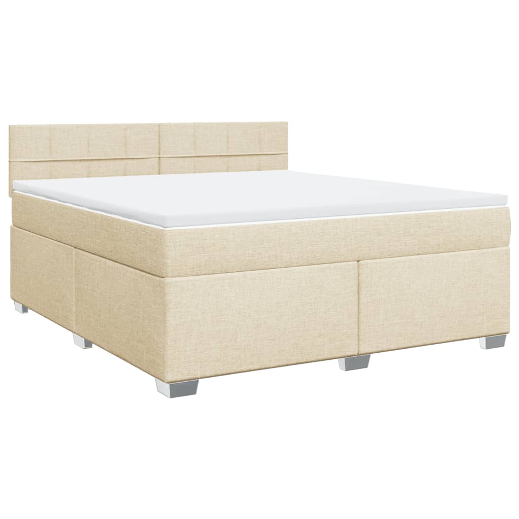 Krevet s oprugama i madracem krem 180x200 cm od tkanine