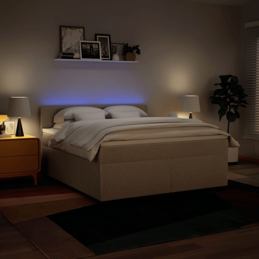 Krevet s oprugama i madracem krem 180x200 cm od tkanine