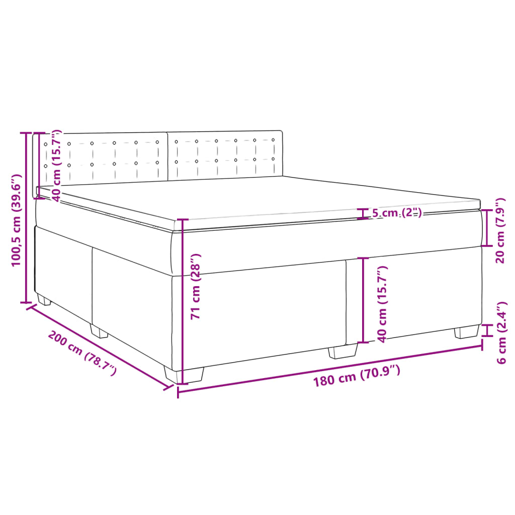 Krevet s oprugama i madracem svjetlosivi 180x200 cm od tkanine