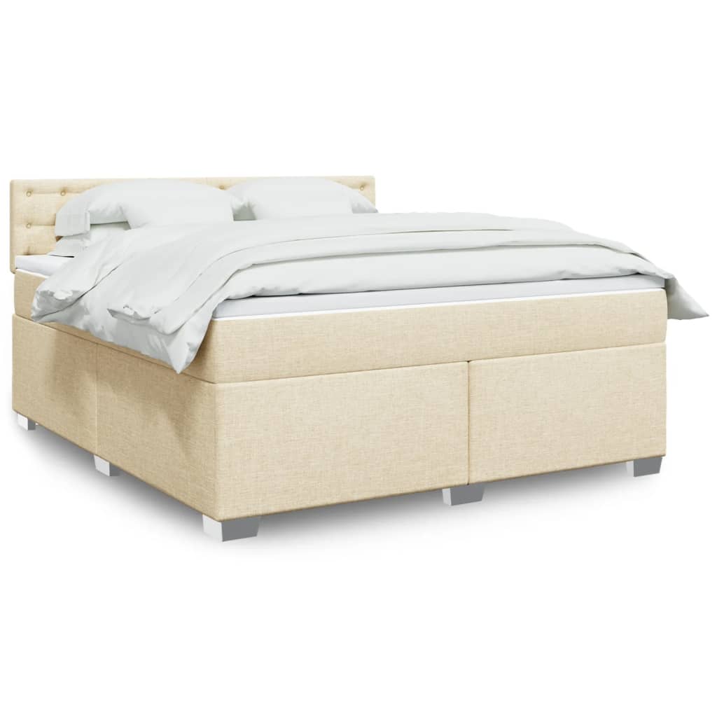 Krevet s oprugama i madracem krem 180x200 cm od tkanine
