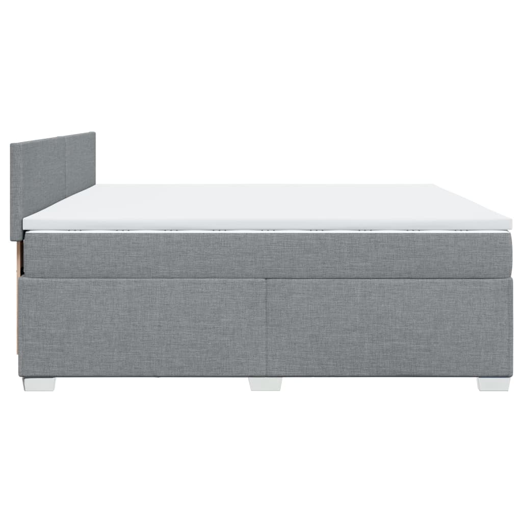 Krevet s oprugama i madracem svjetlosivi 200 x 200cm od tkanine