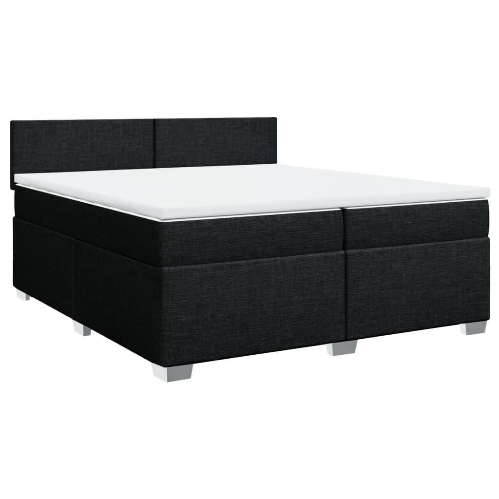 Krevet s oprugama i madracem crni 200x200 cm od tkanine