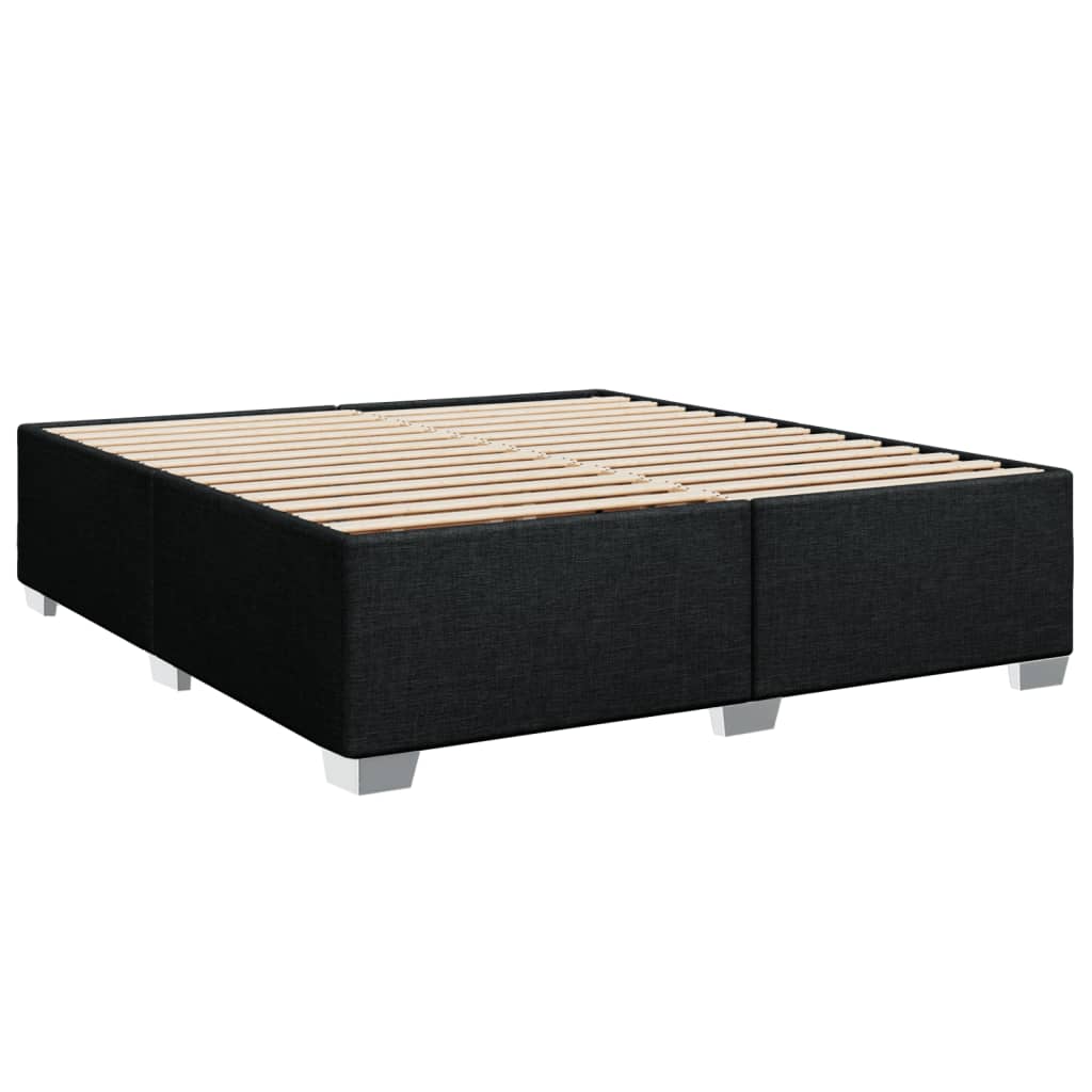 Krevet s oprugama i madracem crni 200x200 cm od tkanine