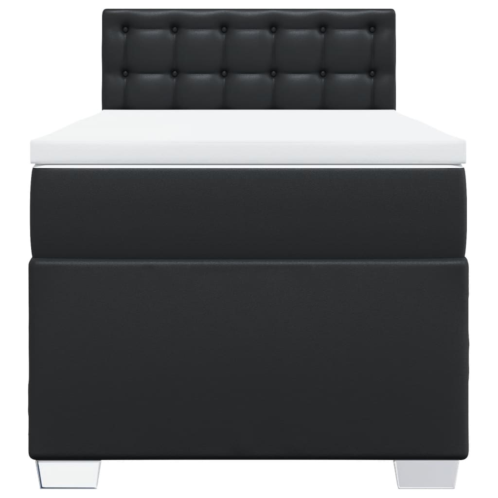 Krevet s oprugama i madracem crni 90 x 200 cm od umjetne kože