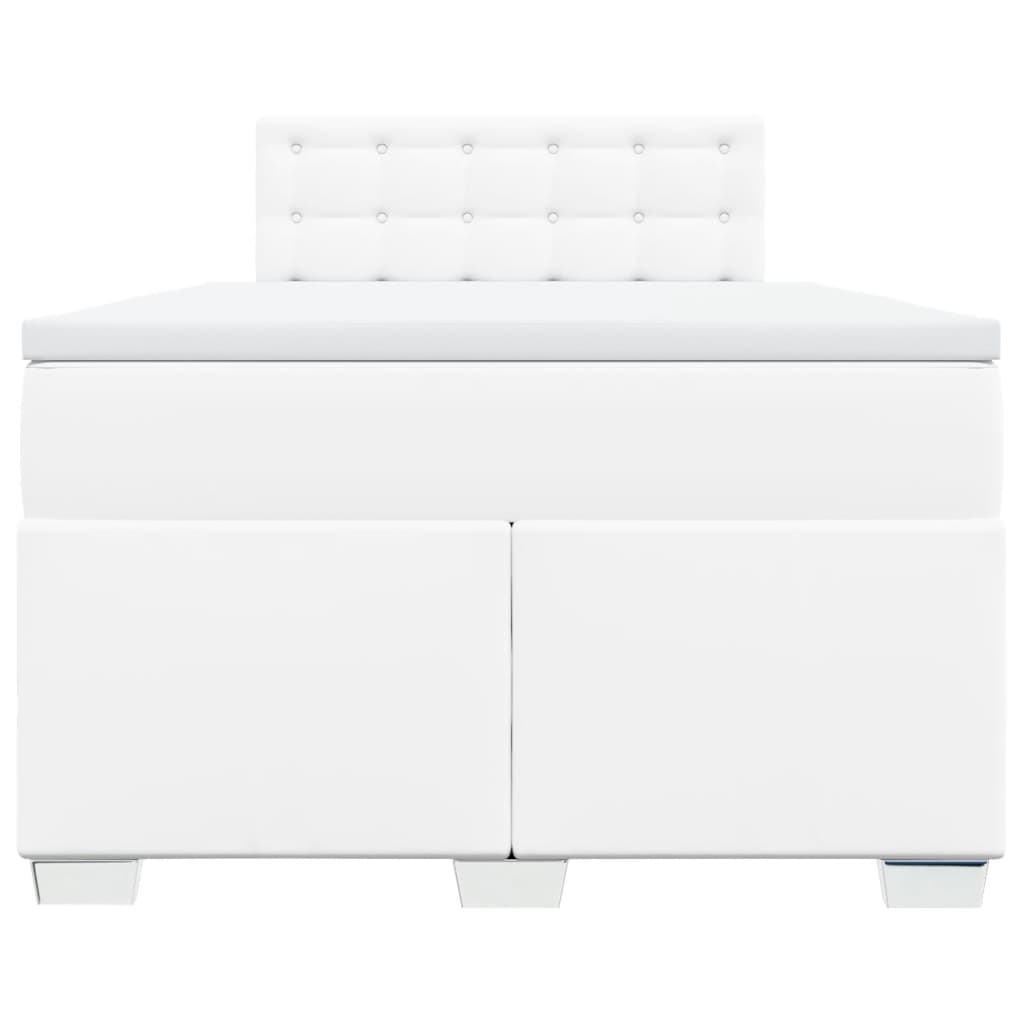 Krevet box spring s madracem bijeli 120x190 cm od umjetne kože