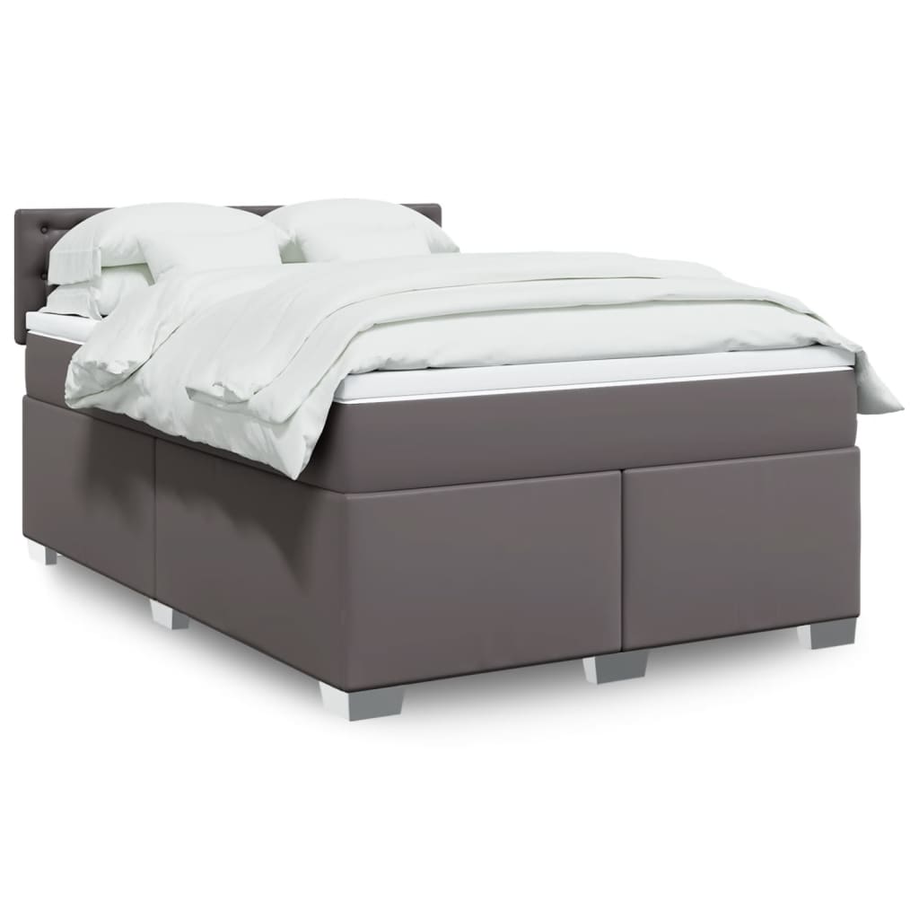 Krevet s oprugama i madracem sivi 160x200 cm od umjetne kože