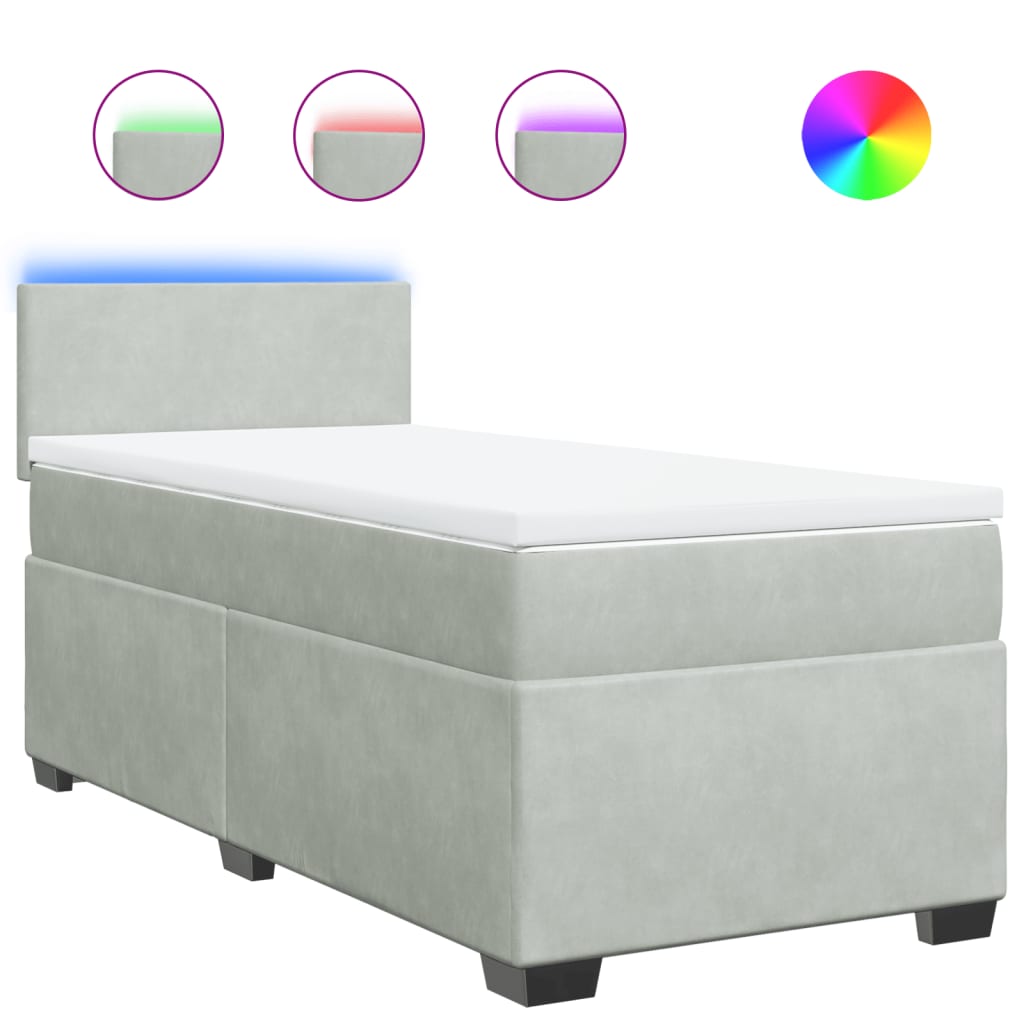 Box spring krevet s madracem svjetlosivi 80 x 200 cm baršunasti