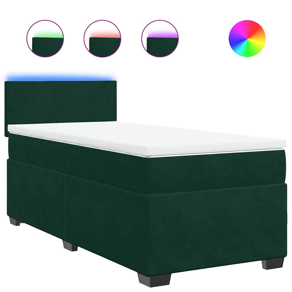 Box spring krevet s madracem tamnozeleni 80 x 200 cm baršunasti