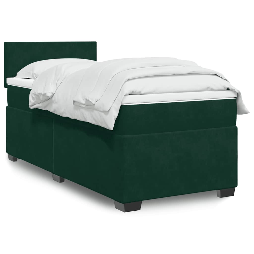 Box spring krevet s madracem tamnozeleni 80 x 200 cm baršunasti