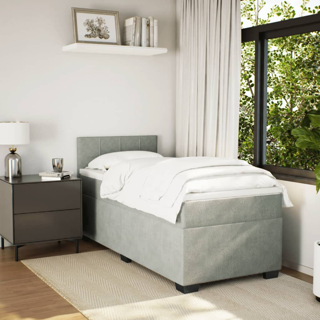 Box spring krevet s madracem svjetlosivi 80 x 200 cm baršunasti