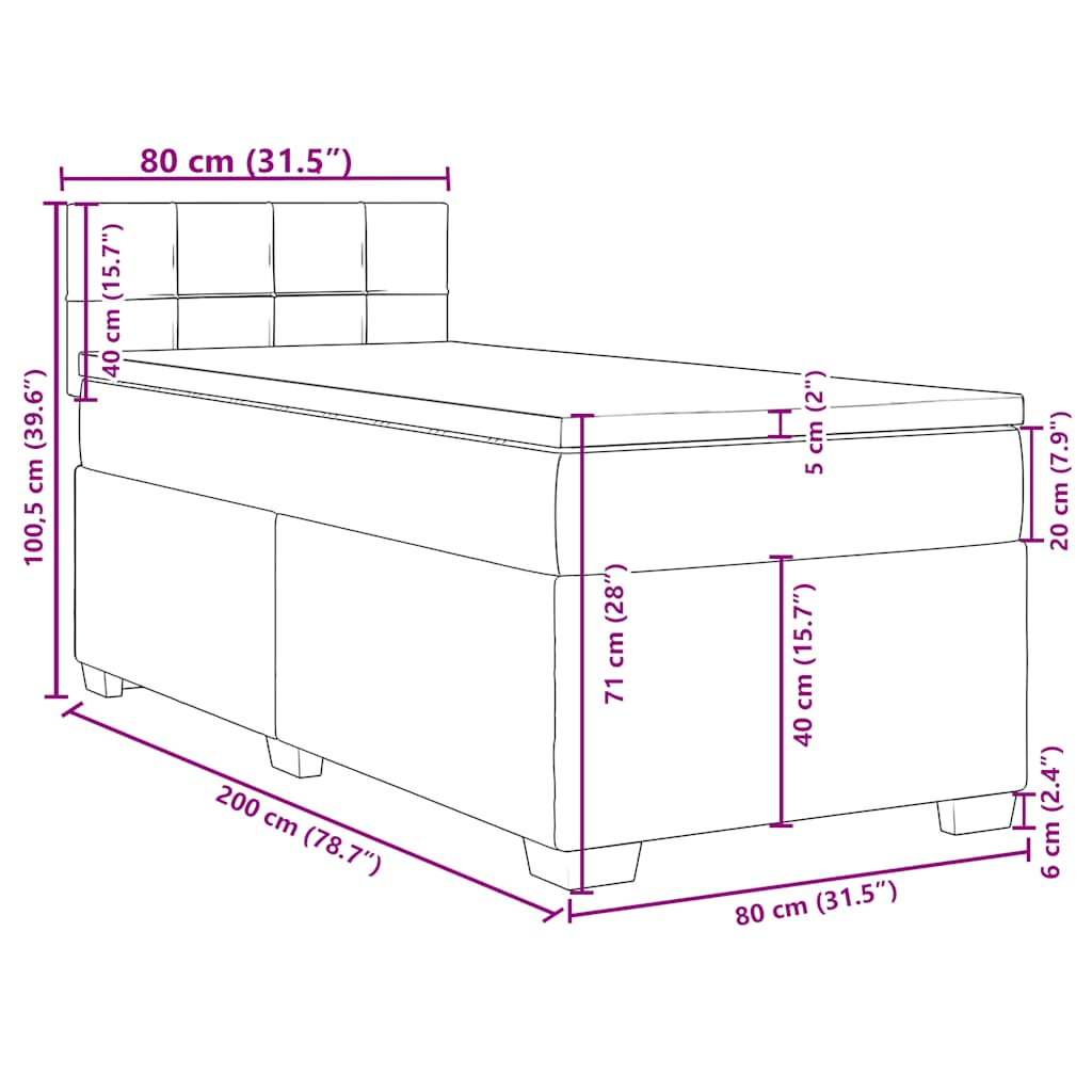 Box spring krevet s madracem plavi 80 x 200 cm baršunasti