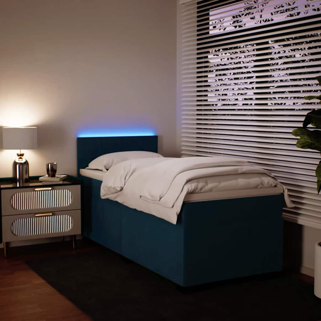 Box spring krevet s madracem plavi 80 x 200 cm baršunasti