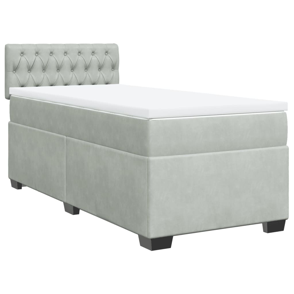 Box spring krevet s madracem svjetlosivi 80 x 200 cm baršunasti