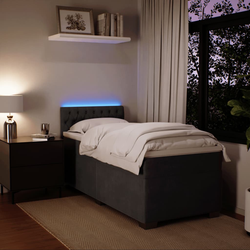 Box spring krevet s madracem tamnosivi 80 x 200 cm baršunasti