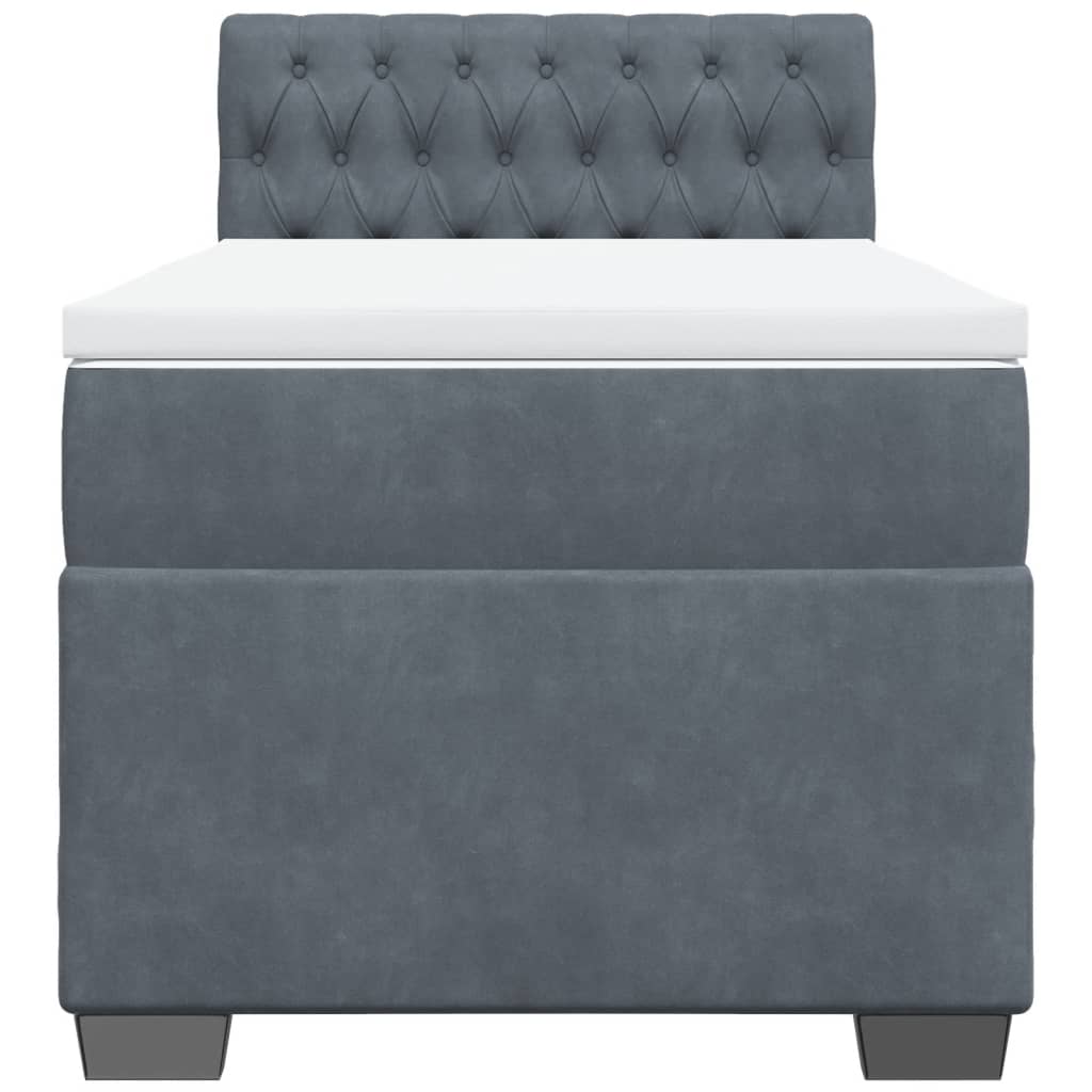 Box spring krevet s madracem tamnosivi 80 x 200 cm baršunasti