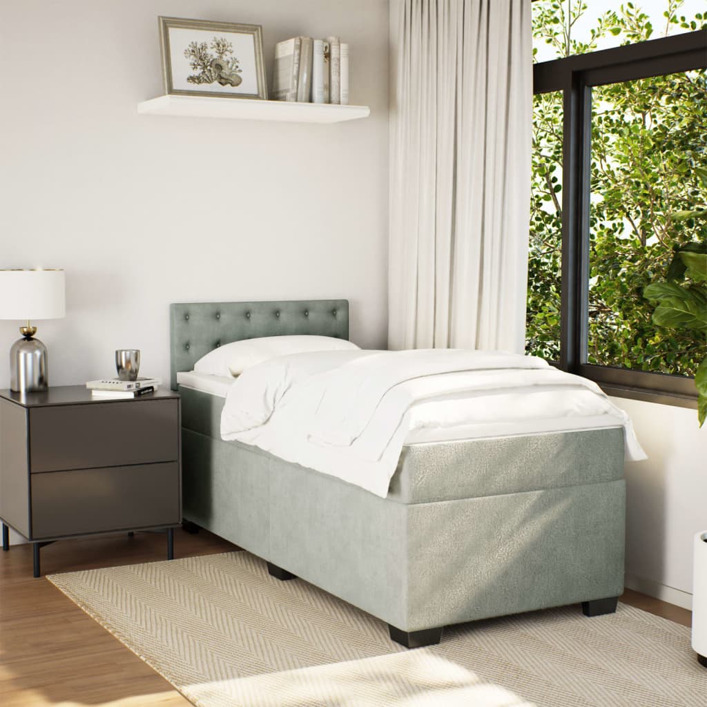 Box spring krevet s madracem svjetlosivi 80 x 200 cm baršunasti