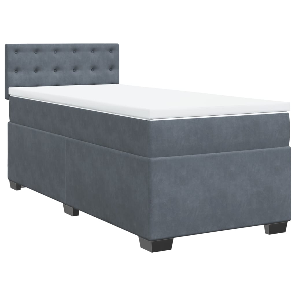 Box spring krevet s madracem tamnosivi 80 x 200 cm baršunasti
