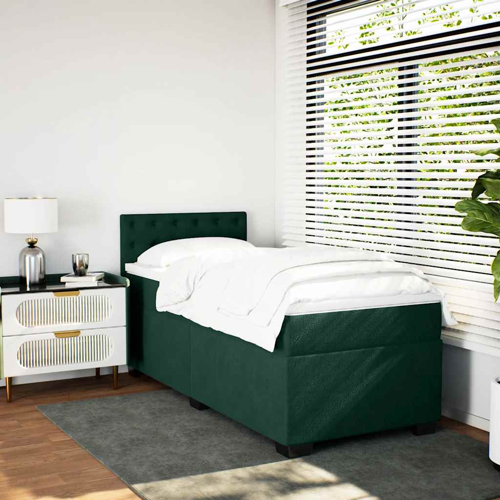 Box spring krevet s madracem tamnozeleni 80 x 200 cm baršunasti