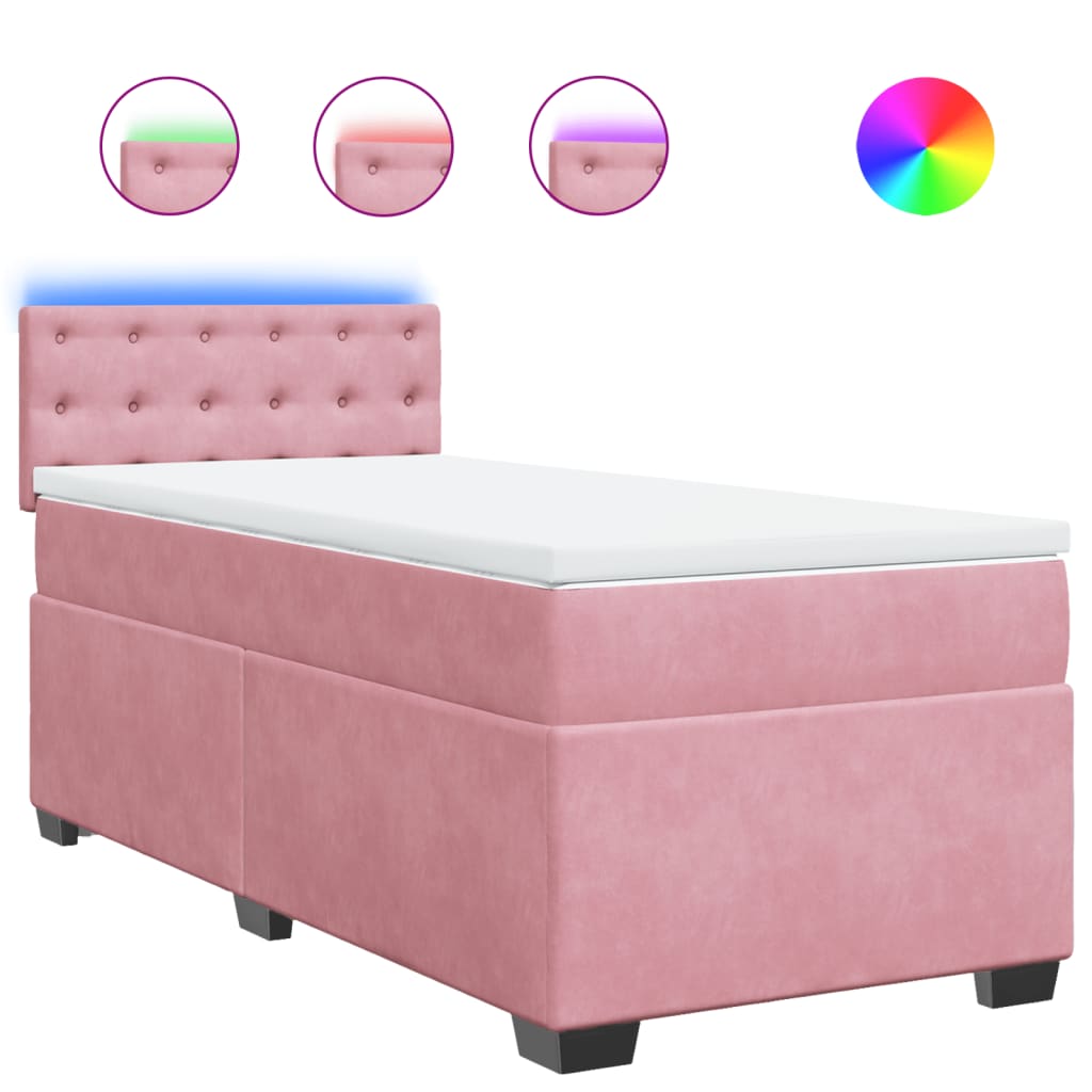 Box spring krevet s madracem ružičasti 80 x 200 cm baršunasti