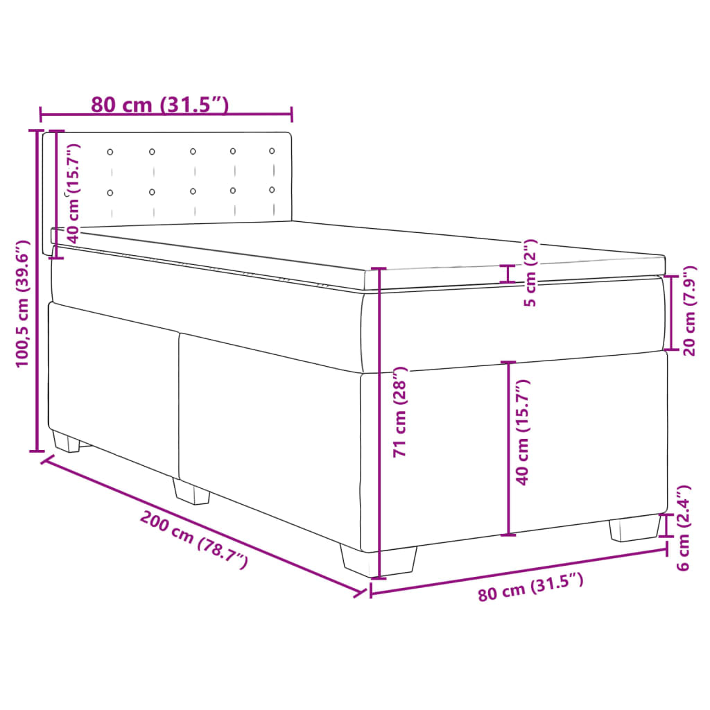 Box spring krevet s madracem ružičasti 80 x 200 cm baršunasti