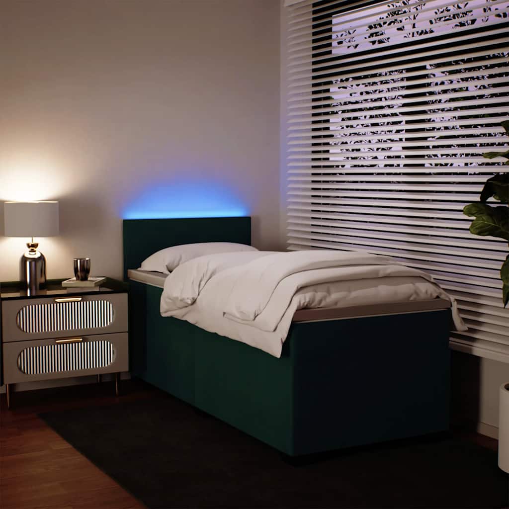 Box spring krevet s madracem tamnozeleni 90x190 cm baršunasti