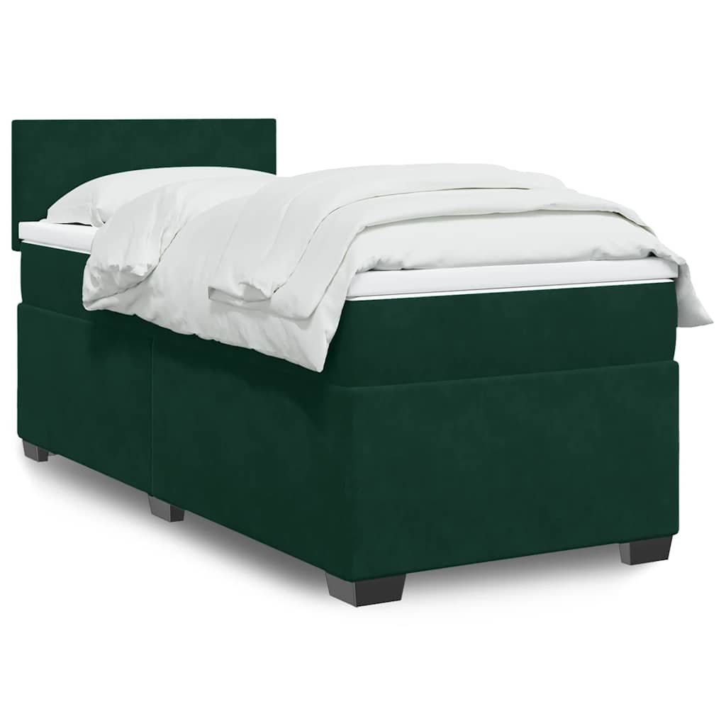 Box spring krevet s madracem tamnozeleni 90x190 cm baršunasti