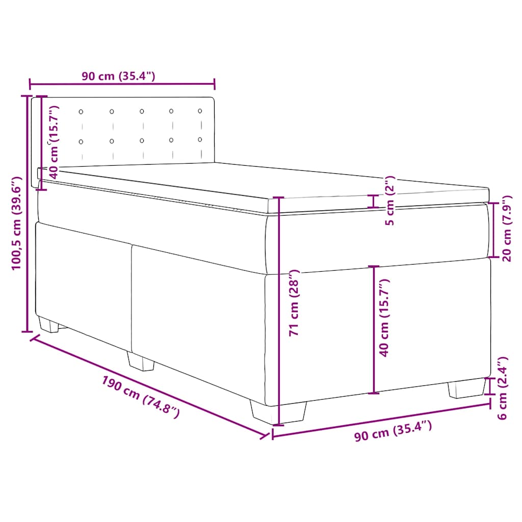 Box spring krevet s madracem tamnozeleni 90x190 cm baršunasti