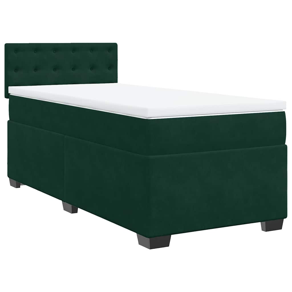 Box spring krevet s madracem tamnozeleni 90x190 cm baršunasti