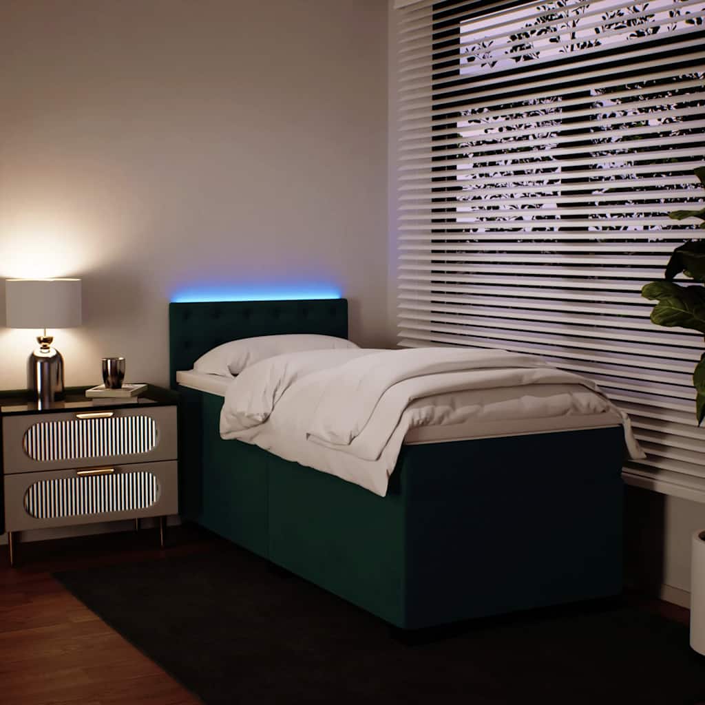 Box spring krevet s madracem tamnozeleni 90x190 cm baršunasti