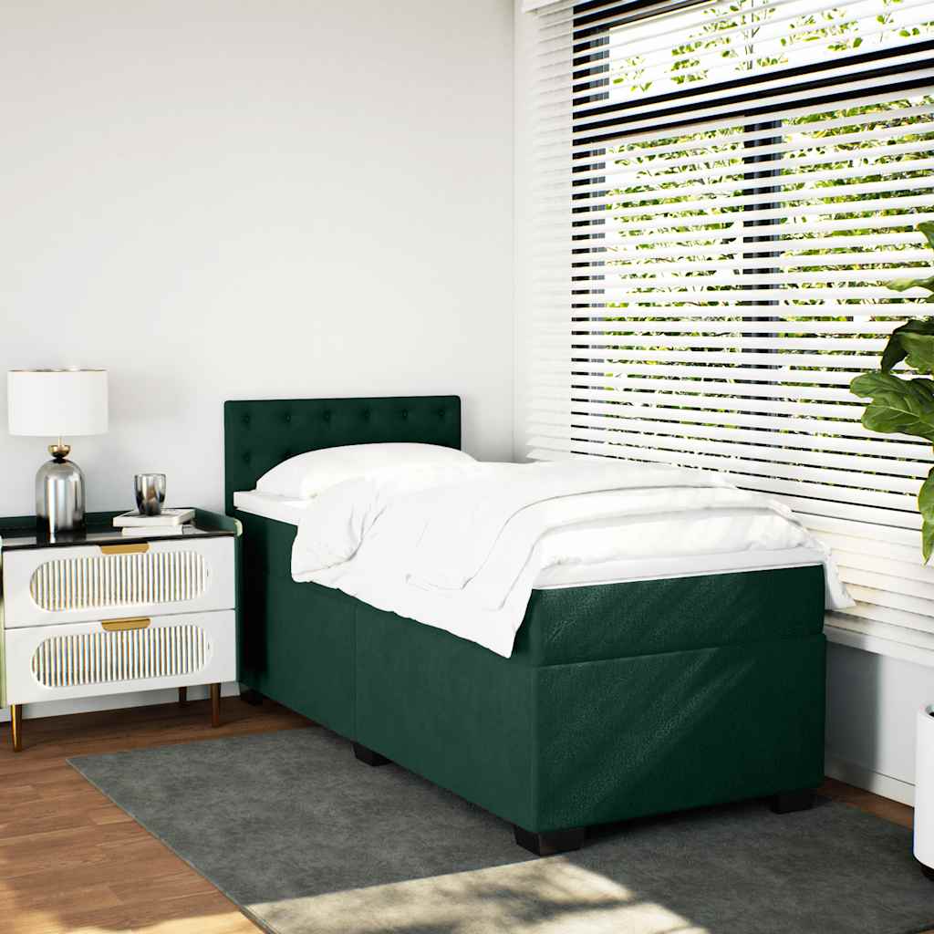 Box spring krevet s madracem tamnozeleni 90x190 cm baršunasti