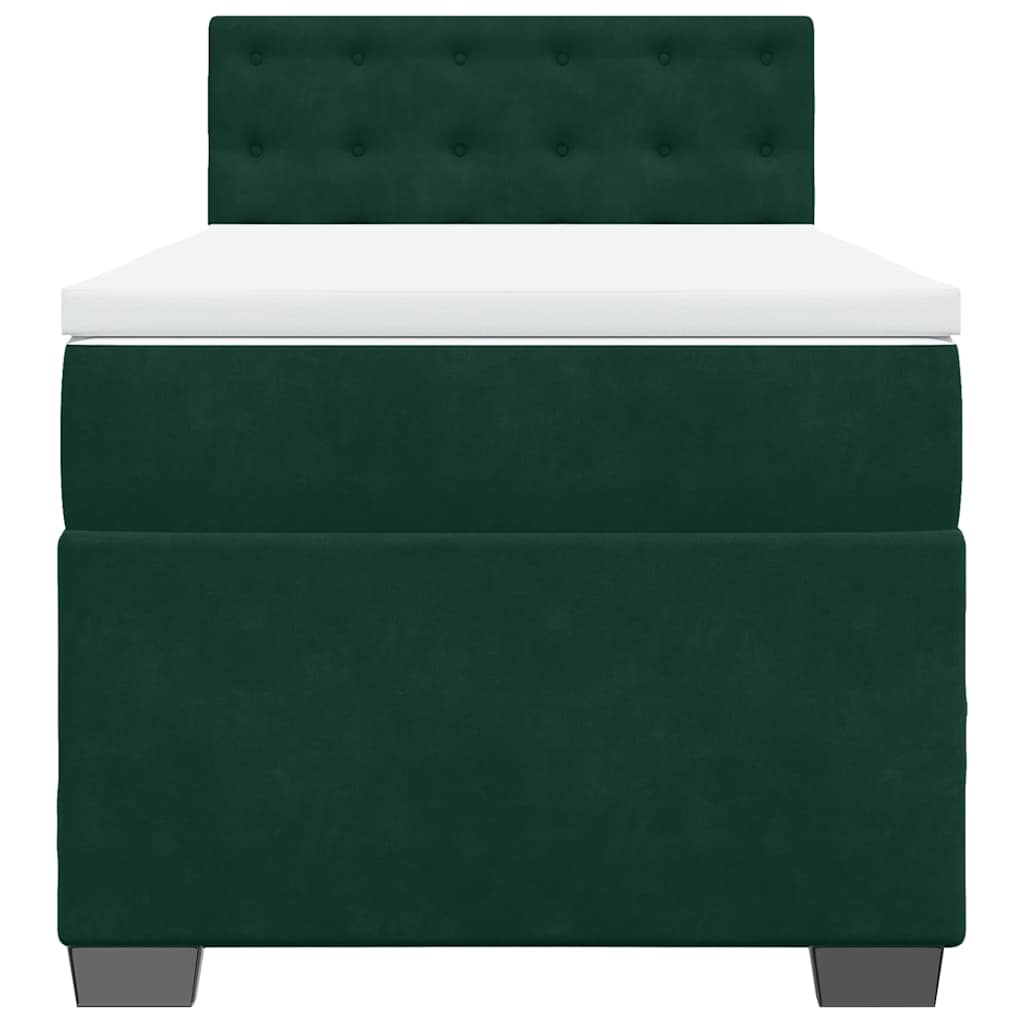 Box spring krevet s madracem tamnozeleni 90x190 cm baršunasti